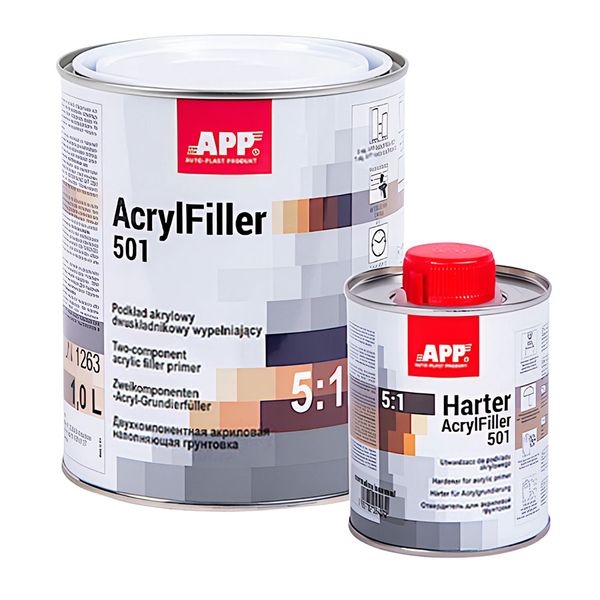 Ґрунт акриловий APP 2K HS Acrylfiller 5:1 Сірий, 1 л 102578 фото